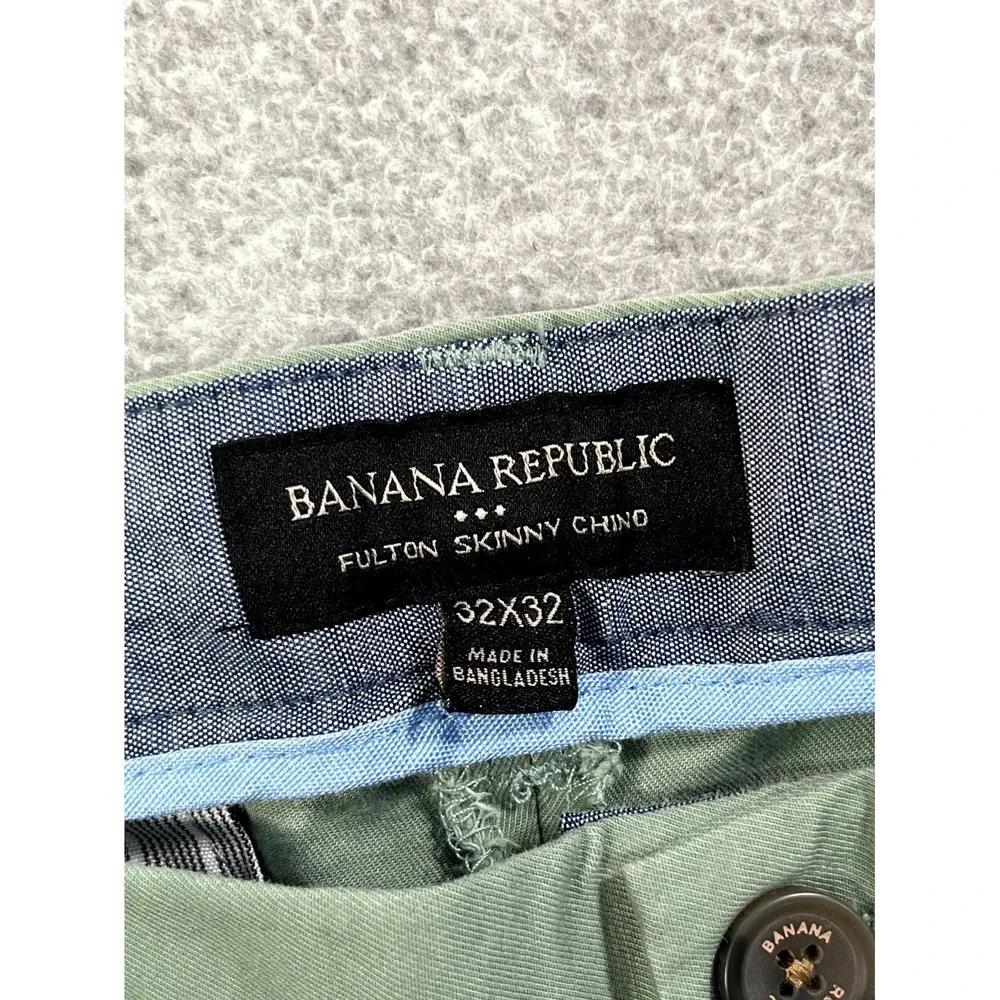 Banana Republic Chino Pants Mens 32x32 Mint‎ Green Fultone Skinny Leg Flat Front